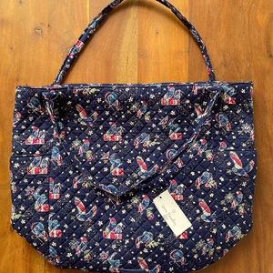 Vera Bradley Quilted Holiday Owls Bright Tote Bag